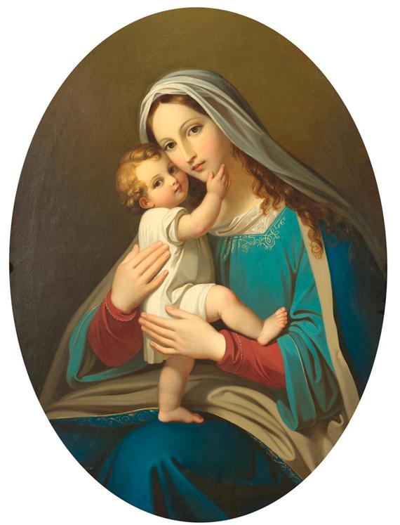 Appraisal: ANONYMOUS th c Madona with Child Oil on canvas x