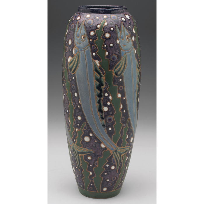 Appraisal: Common Ground Pottery vase contemporary beautifully handcrafted with unusual fish