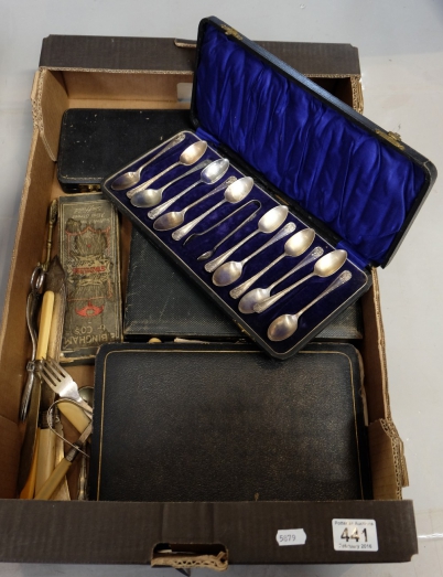 Appraisal: A collection of silver plated cutlery including boxed sets of