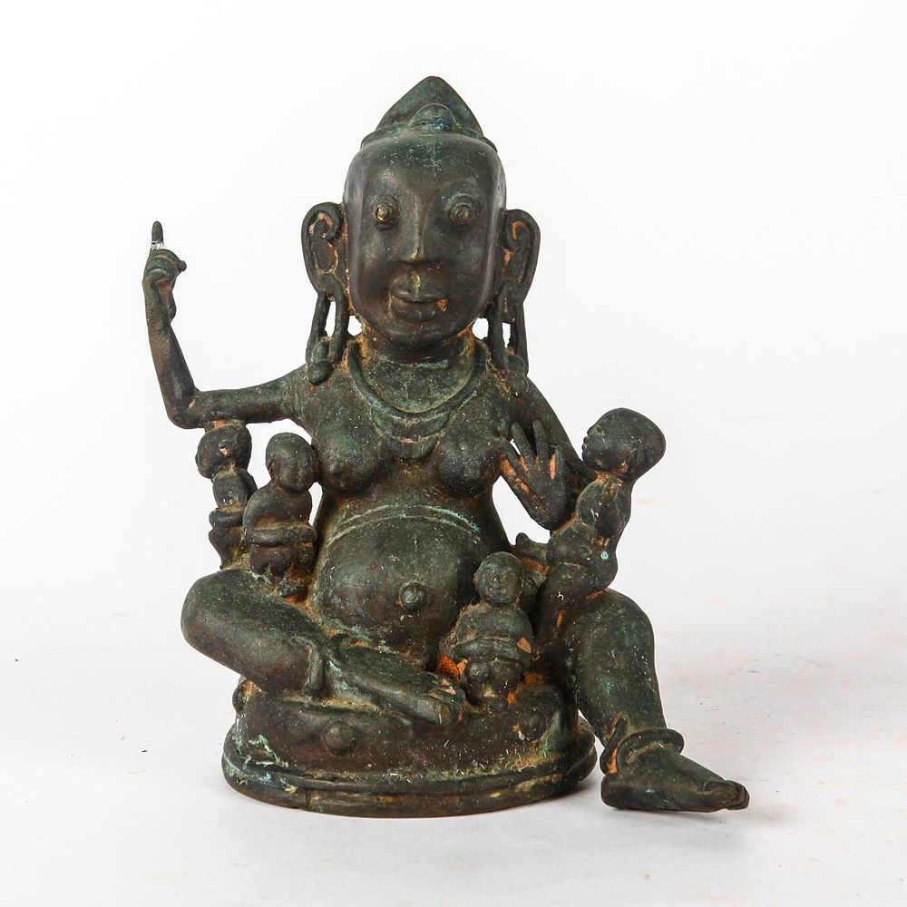 Appraisal: RARE ASIAN BRONZE FIGURE MOTHER WITH CHILDREN Detailed bronze figure