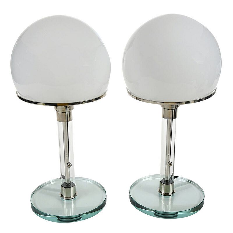 Appraisal: Pair Wilhelm Wagenfeld Technolumen Table Lamps Germany designed circa dome