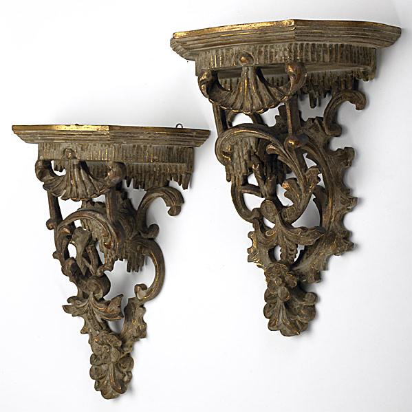 Appraisal: PAIR OF GILDED WALL BRACKETSItalian th th c x x