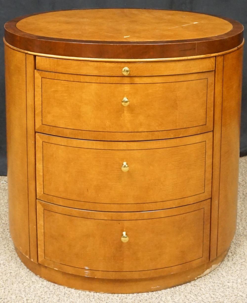 Appraisal: HICKORY WHITE CHERRY AND MAPLE OVAL SIDE CHEST X X