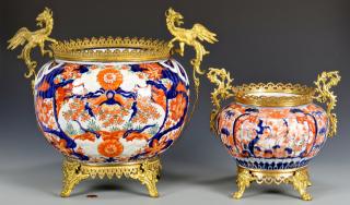 Appraisal: Imari Jardinieres with gilt st item Large Imari porcelain jardiniere