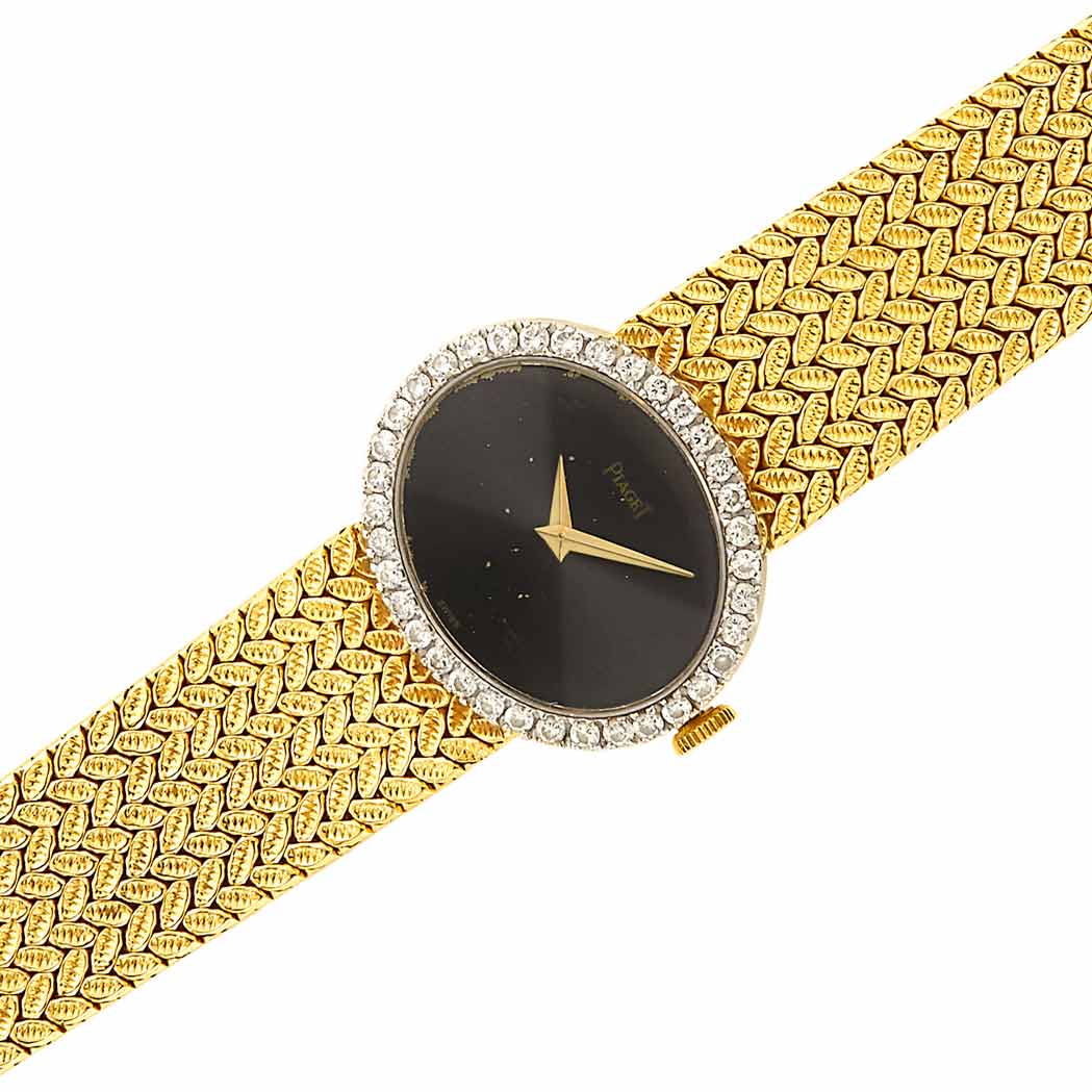 Appraisal: Two-Color Gold and Diamond Wristwatch Piaget kt yellow white gold