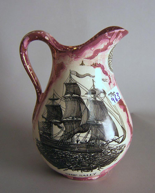 Appraisal: Sunderland pitcher marked Gray's Pottery with depictions of the ships'