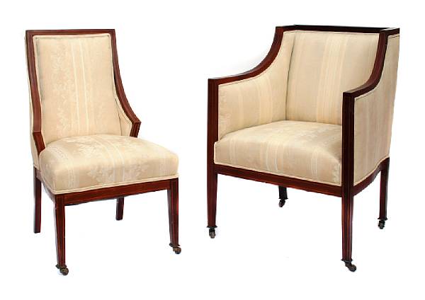 Appraisal: A group of two Edwardian chairs comprising an armchair and