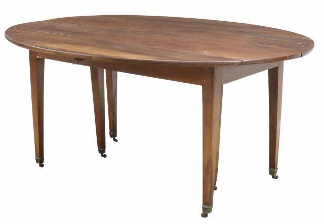 Appraisal: French walnut drop-leaf table late th c having oval top