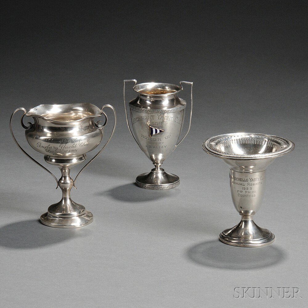 Appraisal: Three American Sterling Silver Yachting Trophies early th century one