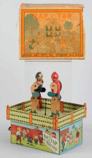 Appraisal: Tin Litho Unique Art Rap Tap Boxing Wind-Up Toy American