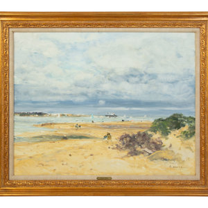 Appraisal: Gaston Sebire French - Untitled Beach Scene oil on canvas