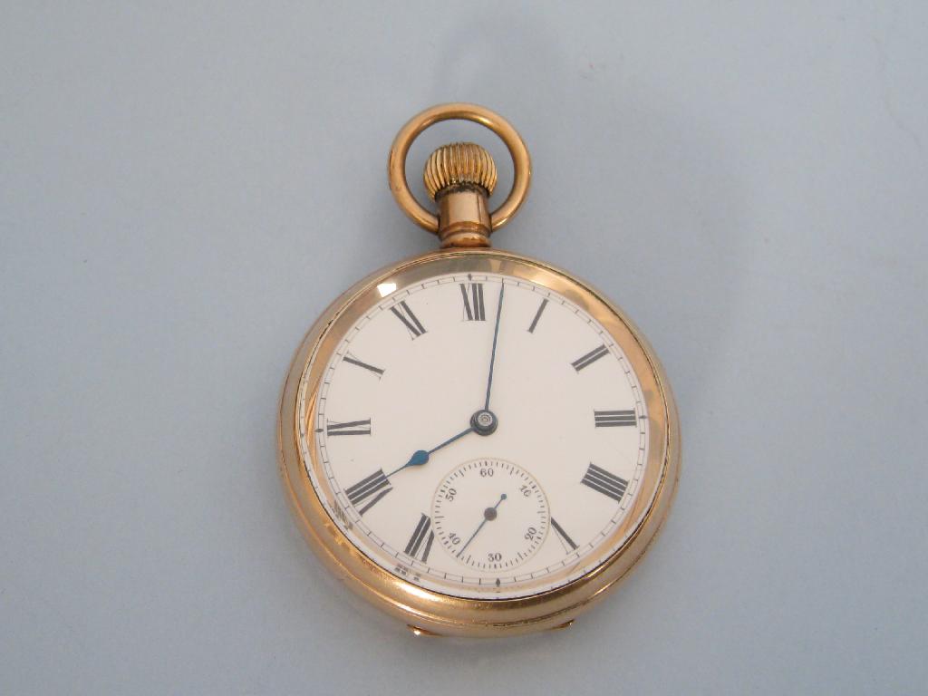 Appraisal: A ct gold plated Pocket Watch the white enamel dial