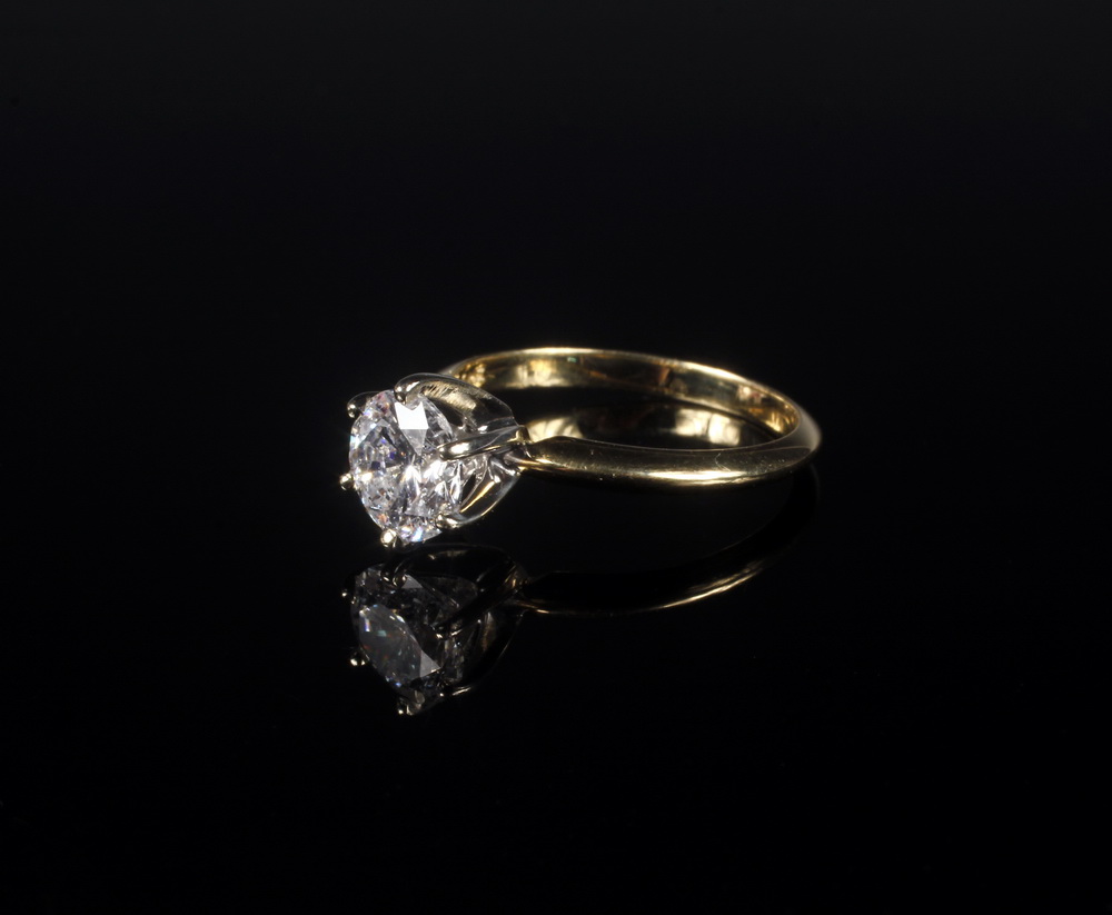 Appraisal: LADY'S RING - K Yellow Gold and Diamond Solitaire set