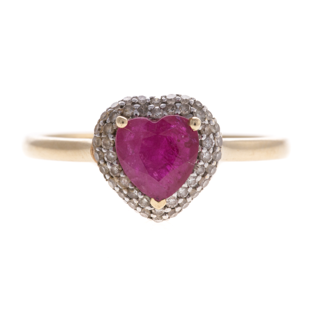 Appraisal: A Lady's Heart Shaped Ruby Diamond Ring in K K