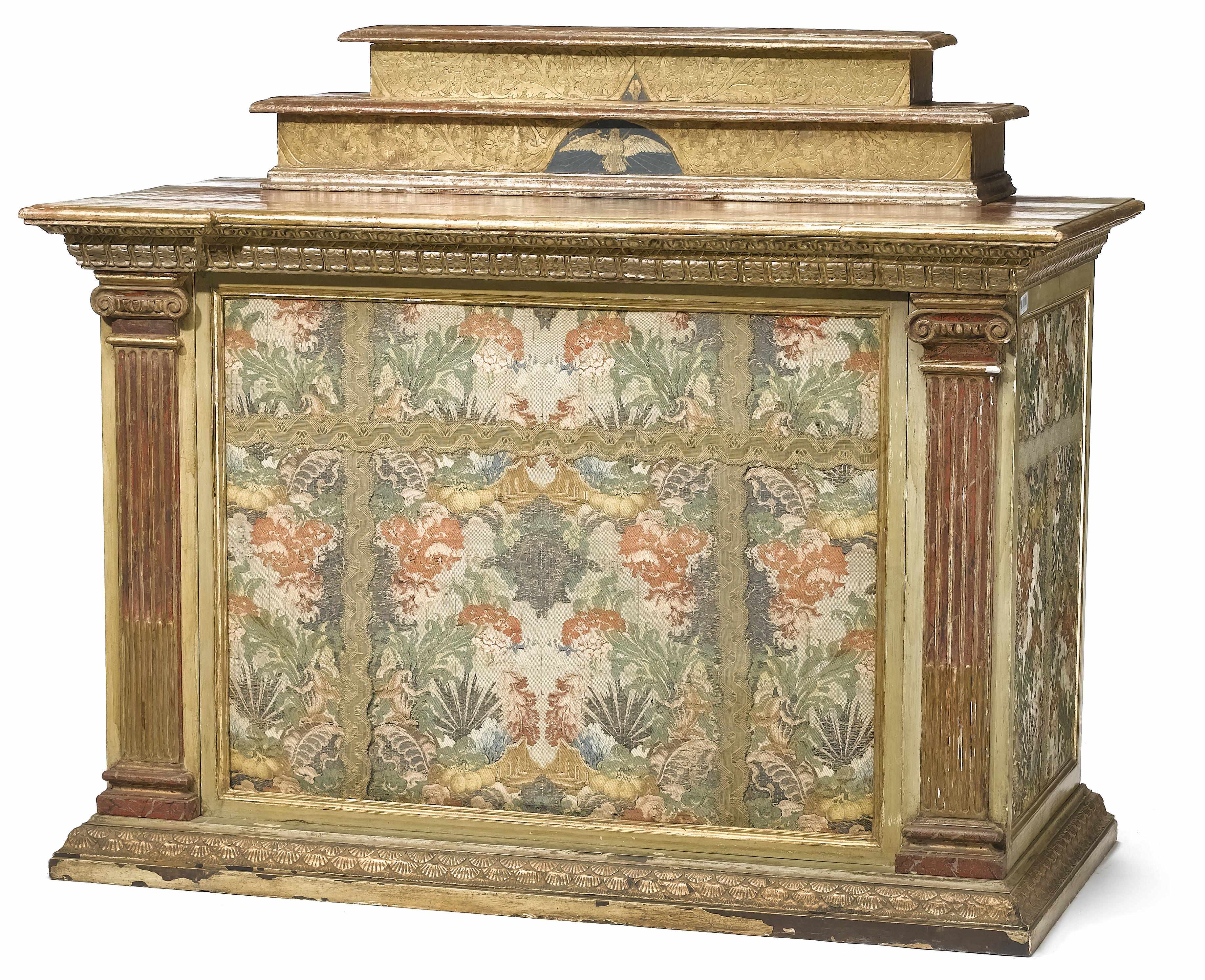 Appraisal: An Italian Neoclassical style parcel gilt paint decorated and fabric