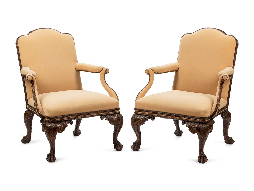 Appraisal: A Pair of Irish George II Style Parcel Gilt Carved