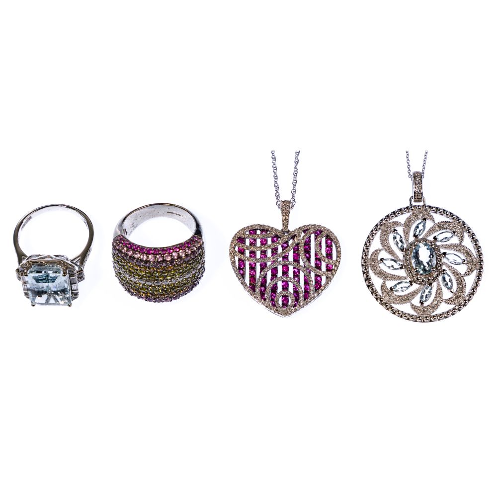 Appraisal: K WHITE GOLD JEWELRY ASSORTMENT items including rings and necklaces