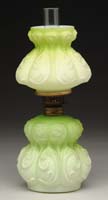 Appraisal: RARE CHARTREUSE SATIN MINI LAMP S - Chartreuse colored satin