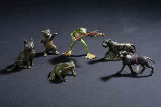 Appraisal: SIX AUSTRIAN MINIATURE BRONZE FIGURES OF ANIMALS early th century