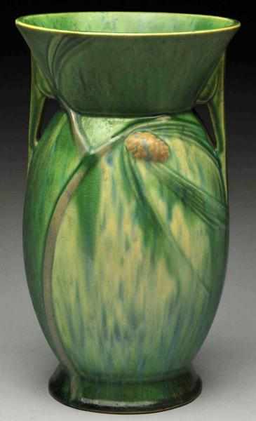 Appraisal: Roseville Futura Pine Cone Green Vase Description Shape - Hard-to-find