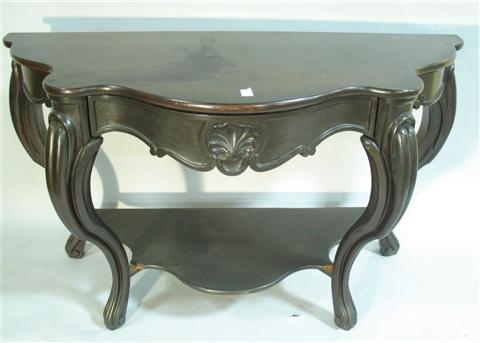 Appraisal: AMERICAN ROCOCO REVIVAL WALNUT CONSOLE TABLE Third quarter of the