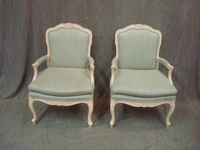 Appraisal: Pair of LXV Style White Painted and Upholstered Chairs From