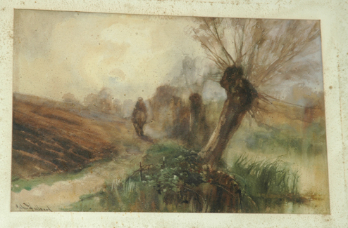 Appraisal: JOHN FULLWOOD RIDER ON HORSEBACK NEAR CREEK WATERCOLOUR