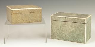 Appraisal: Two Shagreen and Mahogany Boxes th c with bon Two