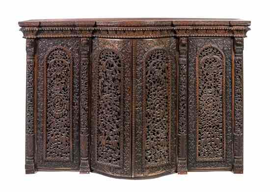 Appraisal: An Anglo-Indian Carved Rosewood Sideboard having a rectangular top with