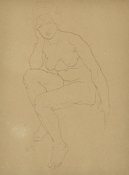 Appraisal: RUPERT BUNNY - Seated Nude ink on paper x cm