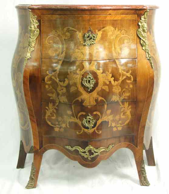 Appraisal: A Louis XV style bomb commode the pink marble top