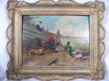 Appraisal: Max Haenger - Oil on board farmyard scene of cockerel