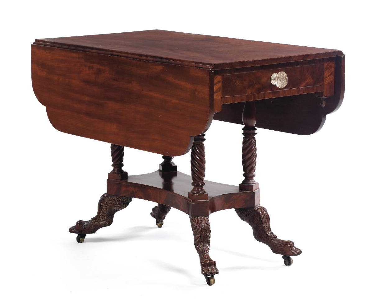 Appraisal: FINE NEW YORK CLASSICAL CARVED MAHOGANY PEMBROKE TABLE PHYFE-LANNUIER SCHOOL