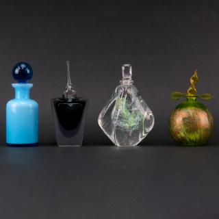 Appraisal: Four Art Glass Perfume Bottles Four Art Glass Perfume Bottles