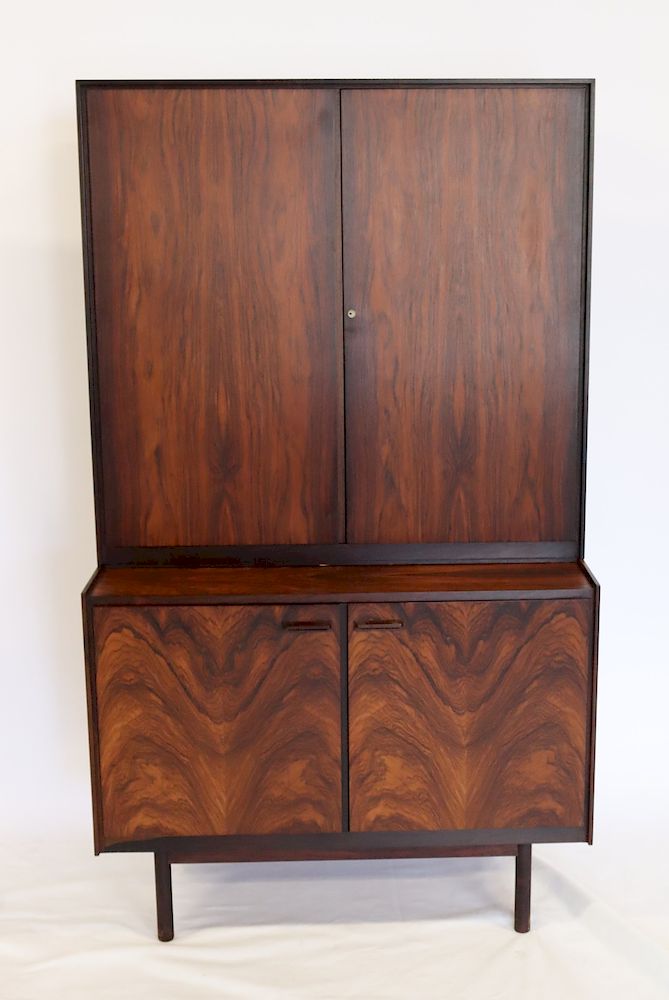 Appraisal: MIDCENTURY Rosewood Piece Cabinet Bookcase Nice grain and finished on