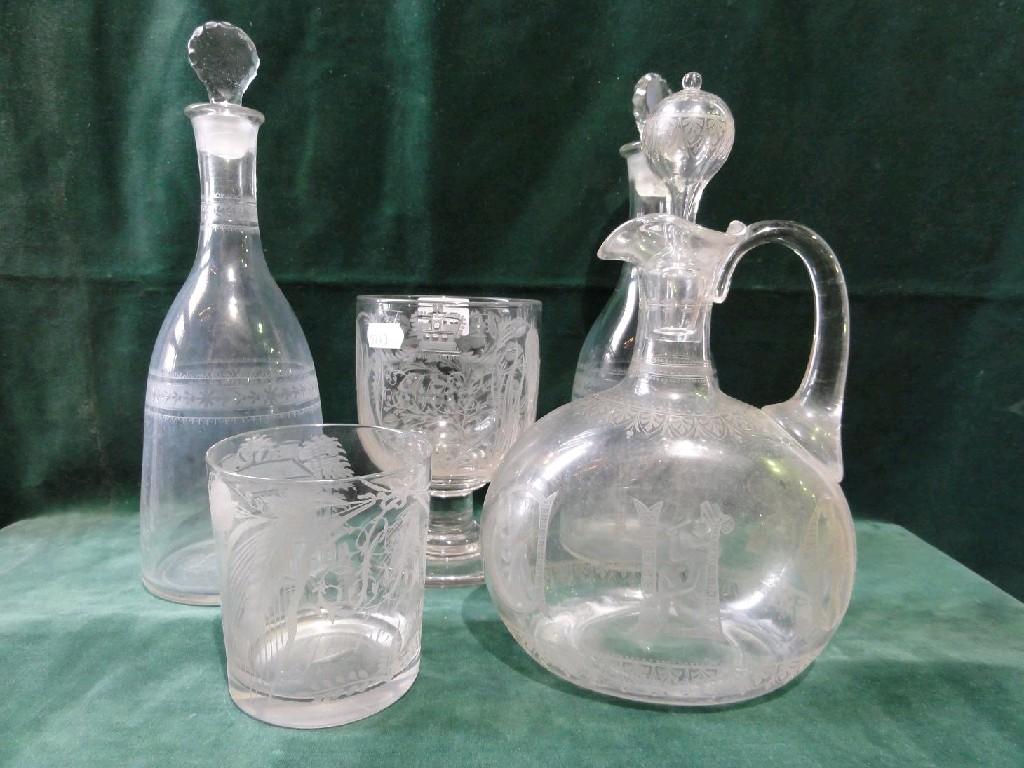 Appraisal: A collection of th century and other engraved glassware comprising