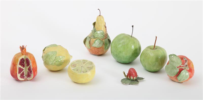 Appraisal: GROUP OF EIGHT PORCELAIN FRUIT MODELED BY ANN GORDON Comprising