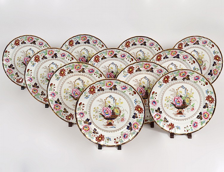 Appraisal: ELEVEN MASON S IRONSTONE DINNER PLATESMid to late th Century