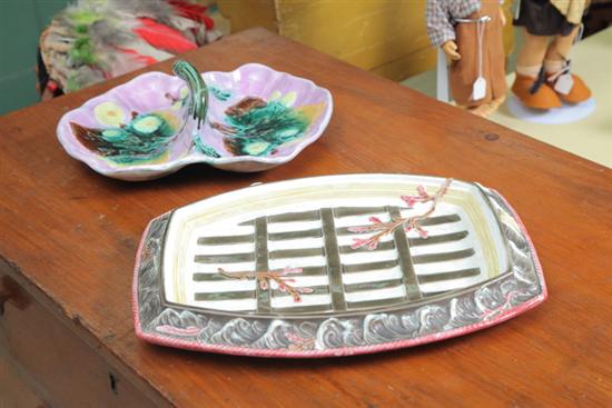 Appraisal: TWO PIECES OF MAJOLICA A Wedgwood Argenta ocean decorated platter