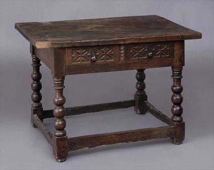 Appraisal: SPANISH BAROQUE CARVED WALNUT SIDE TABLE The rectangular top above