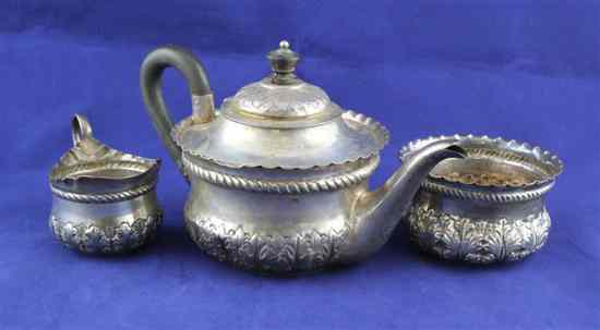 Appraisal: A Victorian silver bachelor's three piece tea set of circular