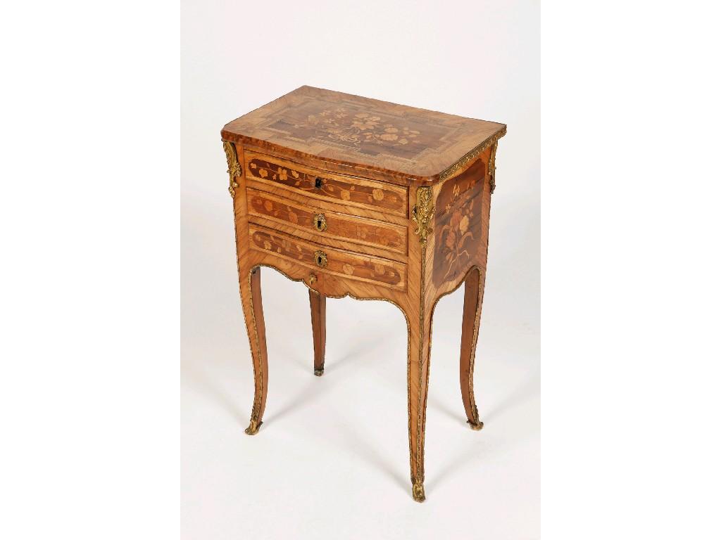 Appraisal: A LOUIS XV STYLE PETIT COMMODE the rectangular serpentine fronted