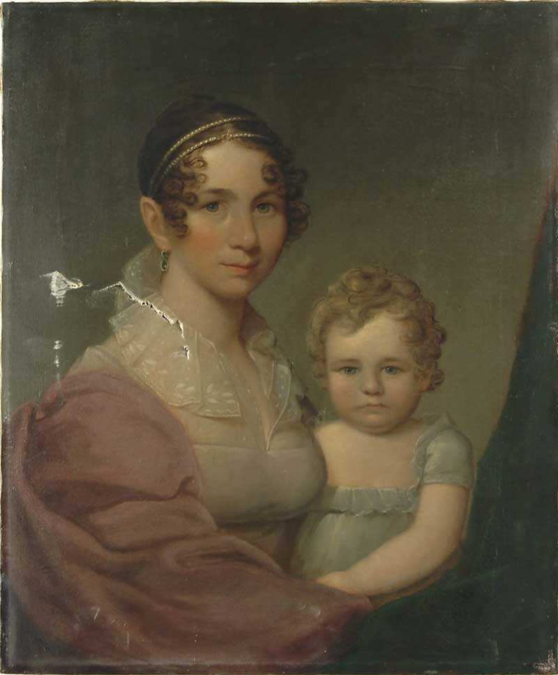 Appraisal: UNSIGNED American Mid- th Century PORTRAIT OF MOTHER AND CHILD