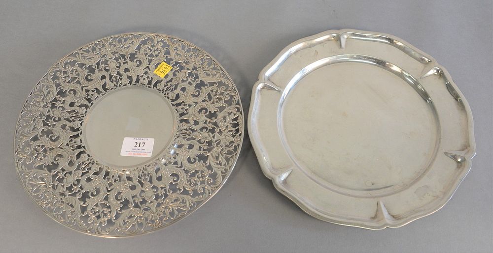 Appraisal: Two sterling silver trays one reticulated with bird design marked