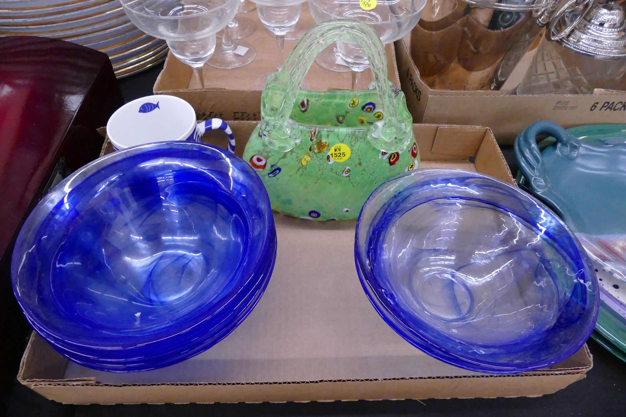 Appraisal: Box Art Glass Basket Etc