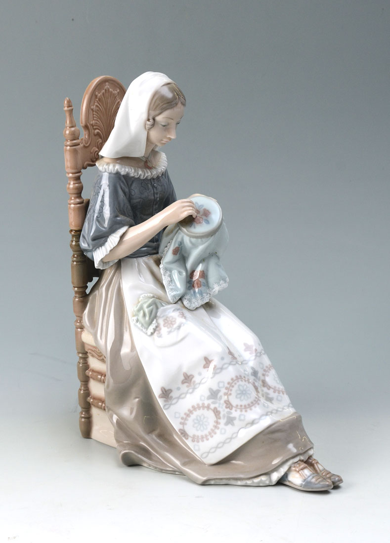 Appraisal: LLADRO EMBROIDERER PORCELAIN FIGURINE Spanish name ''Bordadoro Insular'' sculptor Salvadro