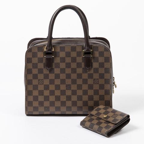 Appraisal: lot of Louis Vuitton Damier Ebene coated canvas handbag and