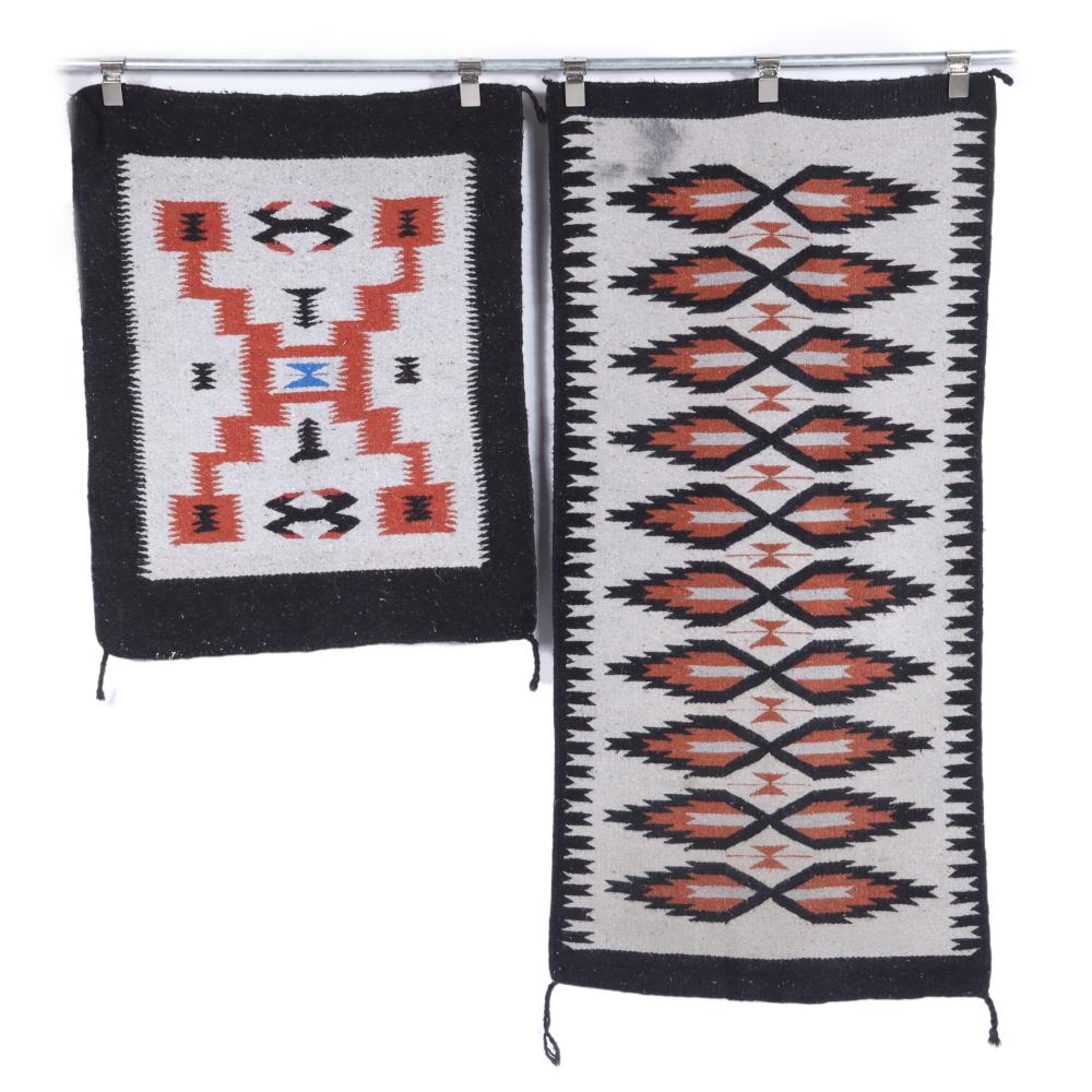 Appraisal: TWO NAVAJO SOUTHWEST STYLE RUG WEAVINGS INCLUDING STORM PATTERN X