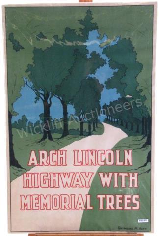 Appraisal: Vintage US Travel Poster Arch Lincoln Highway with Memorial Trees