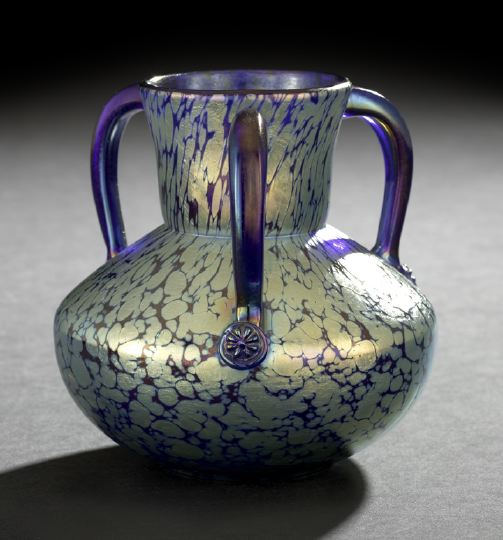 Appraisal: Johann Loetz-Witwe Klostermuhle Triple-Handled Vase first quarter th century composed